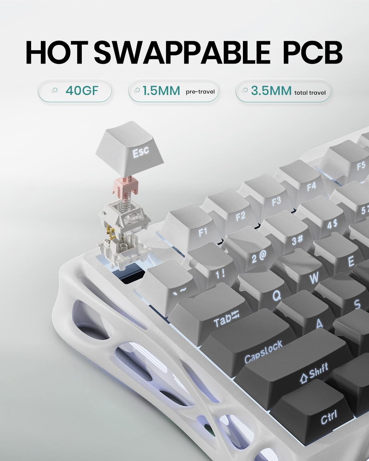 GravaStar - Mercury K1 75% Wireless Mechanical Gaming Keyboard, Aluminum Alloy Exoskeleton Design, Gasket Custom Keyboard Hot-Swap Socket, Linear Switches, RGB Backlit - Serious Techies