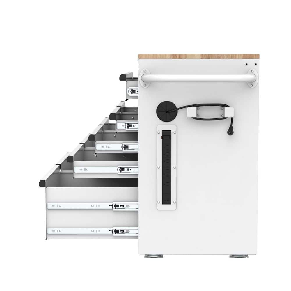 HUSKY - Tool Storage 46 In. W X 18 In. D 9-Drawer Gloss White Mobile Workbench Cabinet - Serious Techies