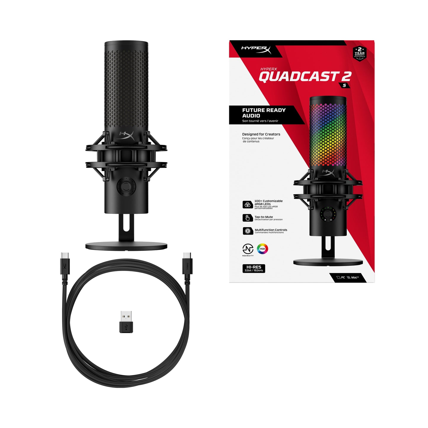 HyperX - QuadCast 2 S - RGB USB Microphone - Serious Techies