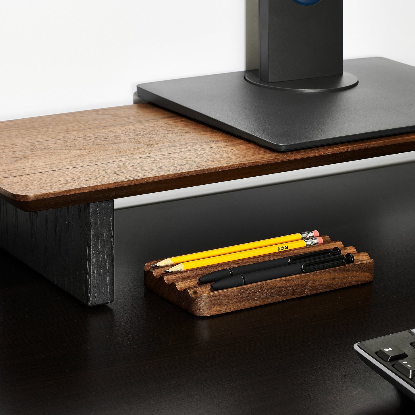ModhausCo - Wooden Pen Tray for Desk Organization (Essentials), Fountain Pen Display, Pen and Pencil Holder, Desk and Workspace Organization Accessories - Serious Techies