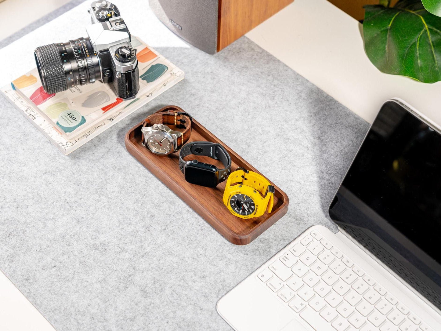 TheProOrganizer - Walnut Wood Desk Organizer Tray: Matte Finish, Minimalist Design - Serious Techies