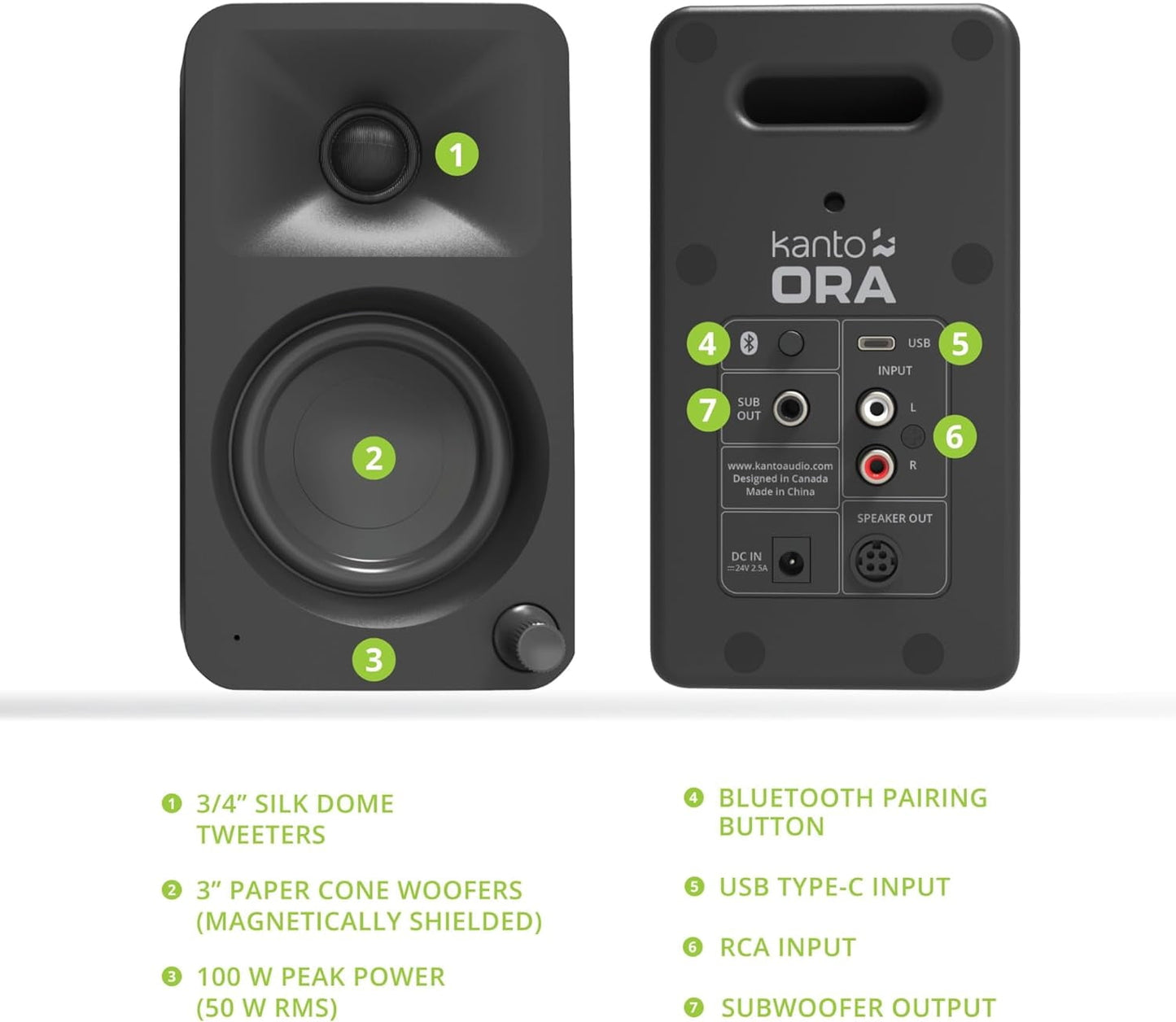Kanto - ORAMB Powered Reference Bluetooth Desktop Speakers - Serious Techies