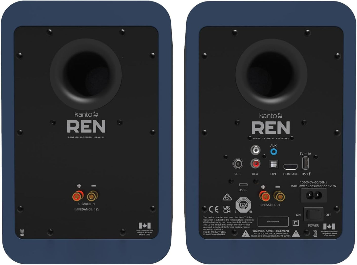 Kanto - REN BLUE Bluetooth Powered Bookshelf Speakers - Matte Blue Pair with 1 Year Amber Protection Extension Plan (2024) - Serious Techies