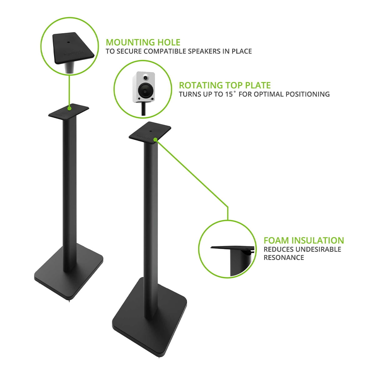 Kanto - SP32PL 32" Bookshelf Speaker Stands, Black - Serious Techies