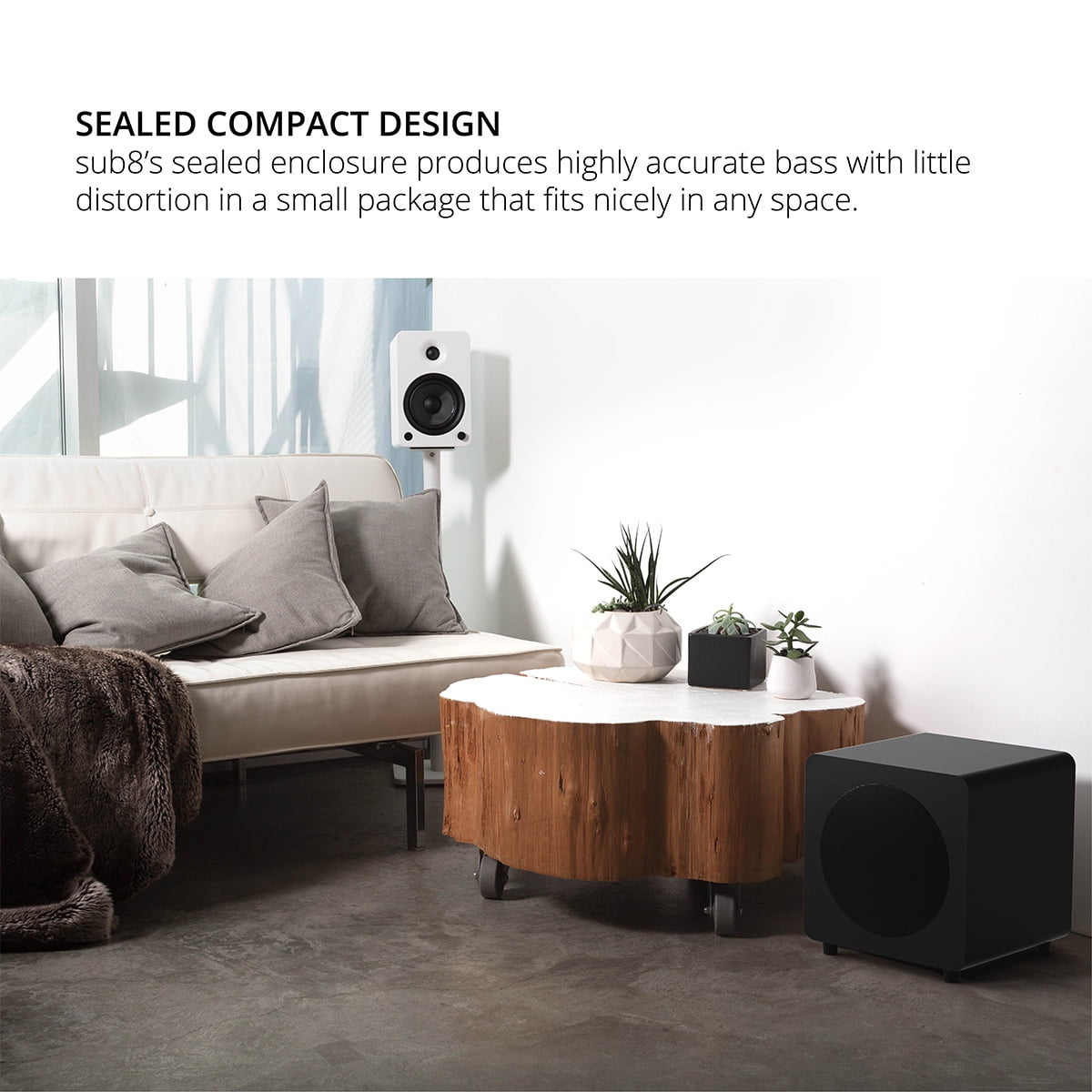 Kanto - SUB8 8-Inch Sealed Powered Subwoofer (Matte Black) - Serious Techies