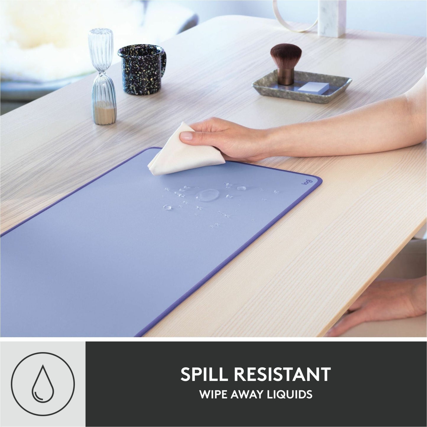 Logitech - Desk Mat - Studio Series with Anti-Slip Base, Spill-Resistant Durable Design, Fine Weave Material for a Friction-Free Surface, 27.56" Length x 11.81" Width x 0.079" Thickness Lilac - Serious Techies
