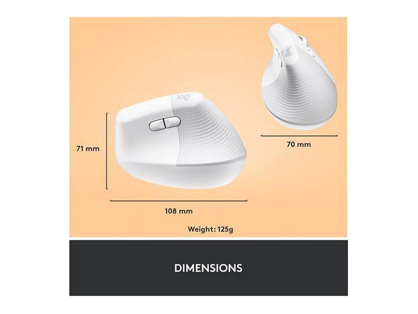 Lift Vertical Ergonomic Mouse, Wireless, Bluetooth or Logi Bolt USB Receiver, Quiet Clicks, 4 Buttons, Compatible with Windows/Macos/Ipados, Laptop, PC - off White - Serious Techies