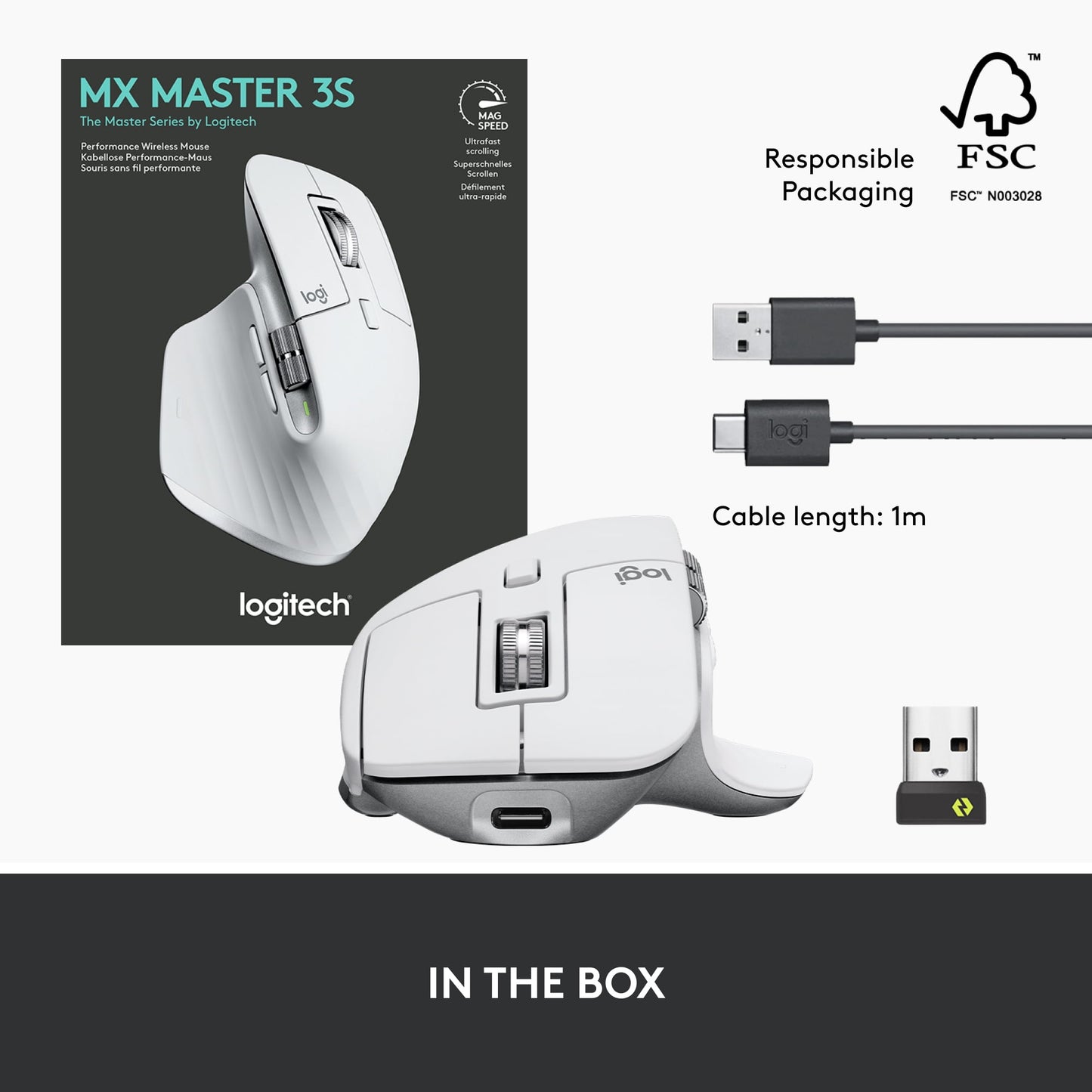 Master Series MX Master 3S Performance Wireless Mouse, Usb-A to USB-C, Pale Gray - Serious Techies