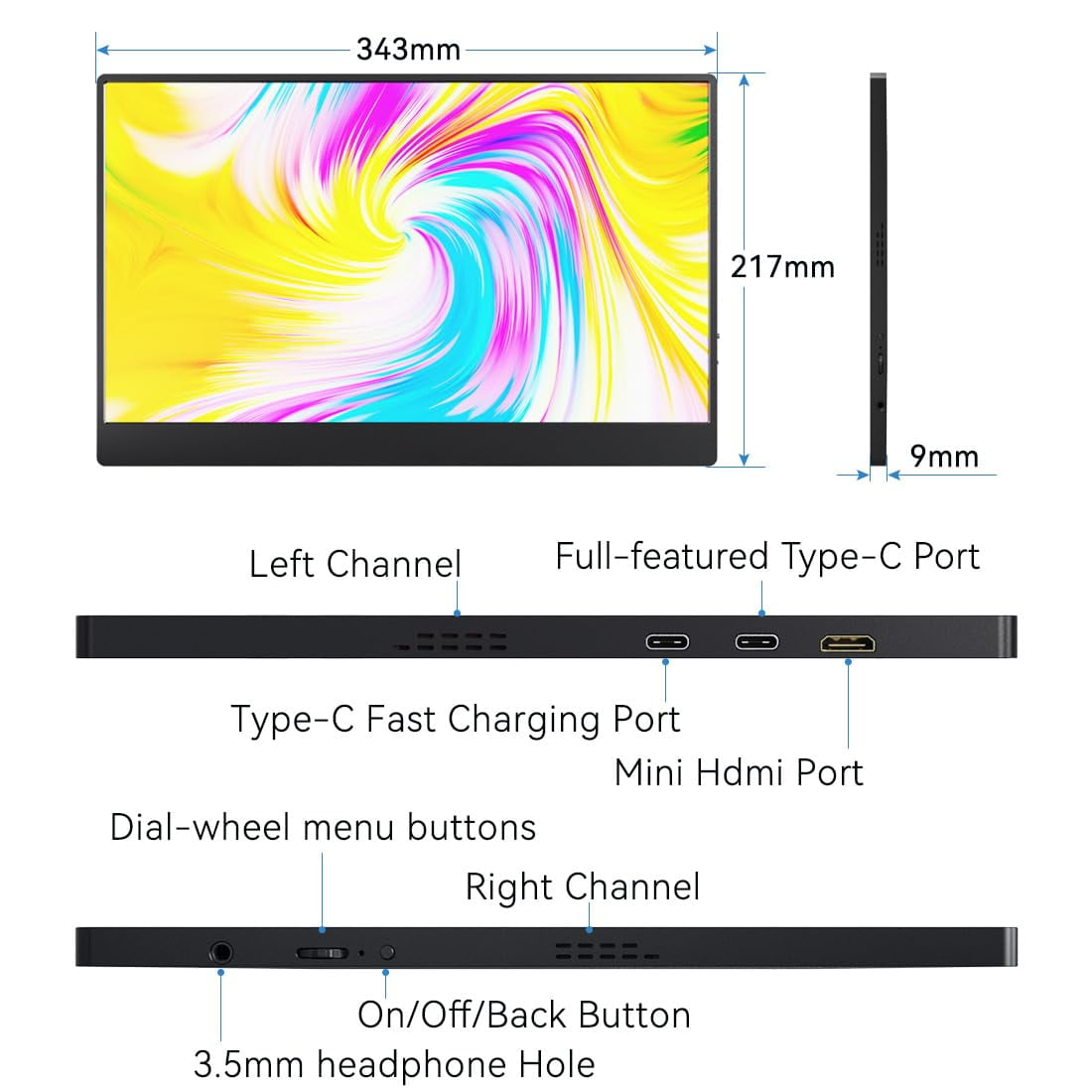 mayceyee - Portable Monitor for Laptop 15 Inch,Fhd 1080P USB C Travel Monitor External IPS HDMI for Computer, Second Display Screen Extender with Kickstand for PC Phone Switch PS4/5 - Serious Techies