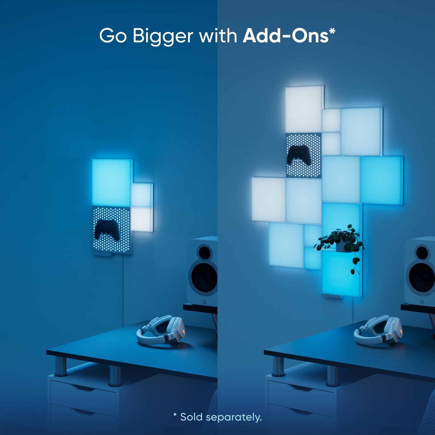 Nanoleaf - Blocks Combo S Smarter Kit, Indoor RGBW Wifi Wall Light Panels, 4Pk - Serious Techies