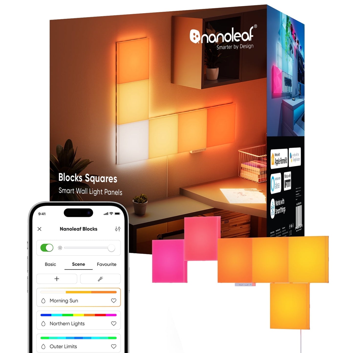 Nanoleaf - Blocks Squares Smarter Kit (6Pk) – Smart RGBW LED Wall Light Panels – Modern Modular Home Décor - Serious Techies