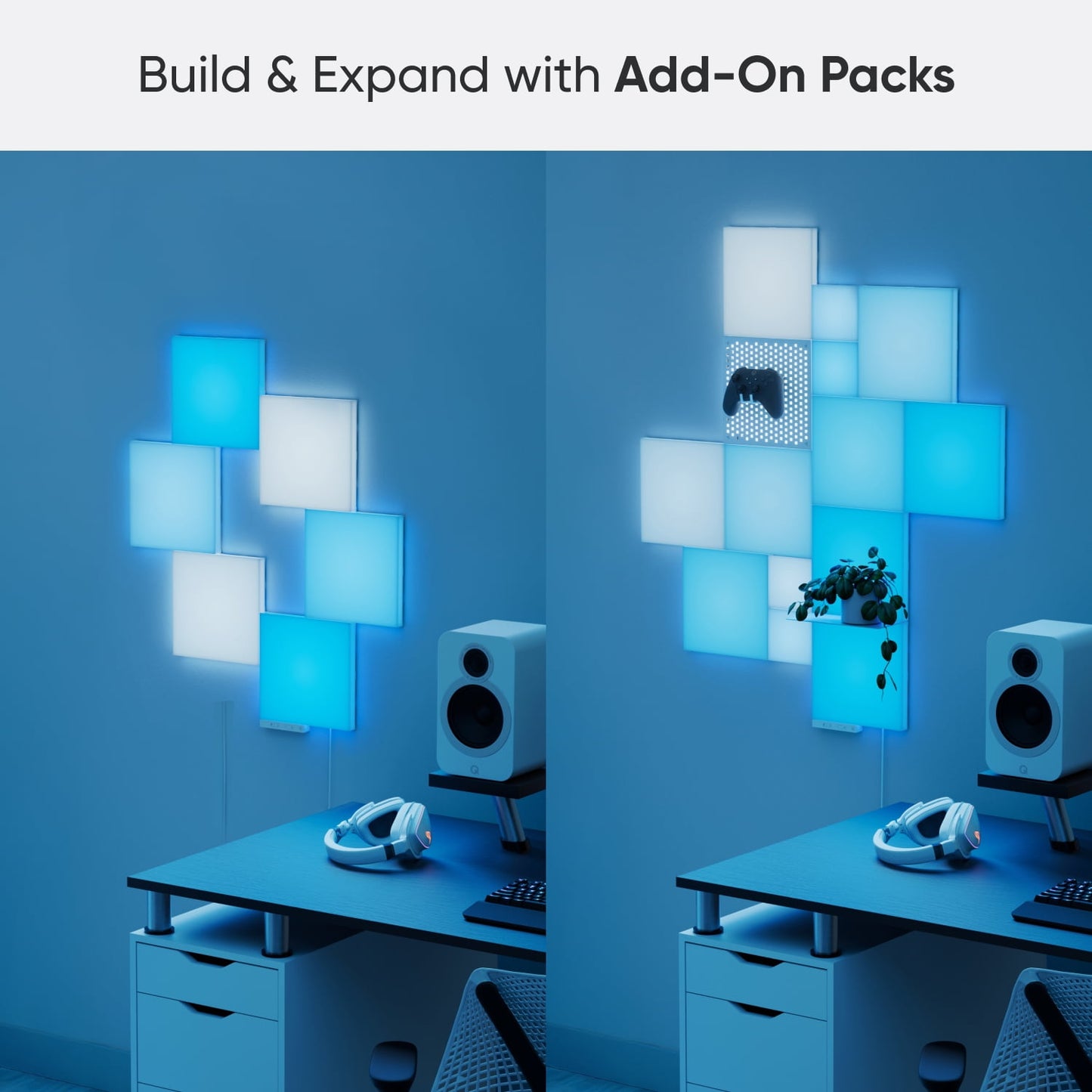 Nanoleaf - Blocks Squares Smarter Kit (6Pk) – Smart RGBW LED Wall Light Panels – Modern Modular Home Décor - Serious Techies
