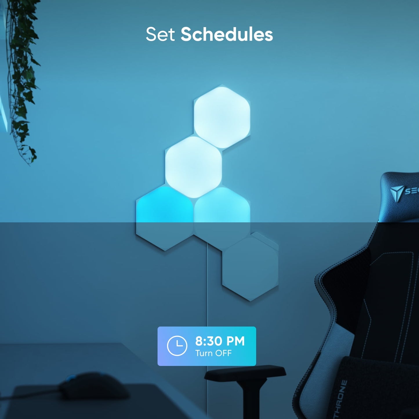 Nanoleaf - Shapes Hexagons Smarter Kit (5 Panels) – Modular Wall Light Panels for Indoor Use, Modern Home Decor Style - Serious Techies