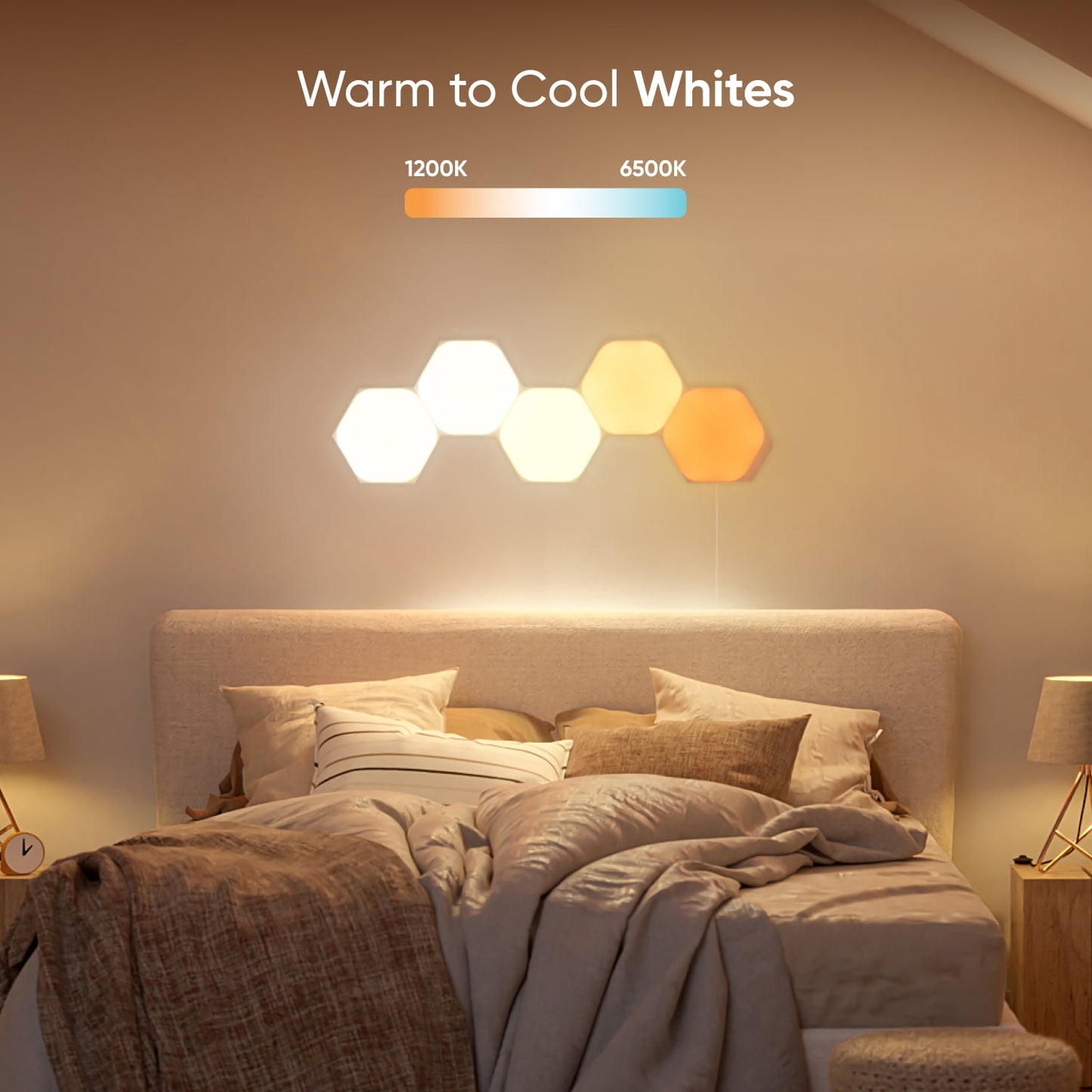 Nanoleaf - Shapes Hexagons Smarter Kit (5 Panels) – Modular Wall Light Panels for Indoor Use, Modern Home Decor Style - Serious Techies