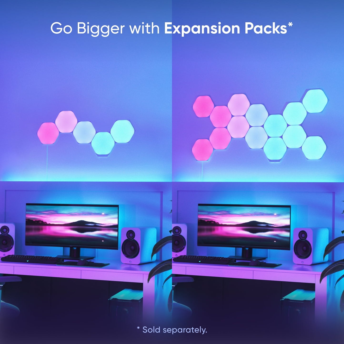 Nanoleaf - Shapes Hexagons Smarter Kit (5 Panels) – Modular Wall Light Panels for Indoor Use, Modern Home Decor Style - Serious Techies