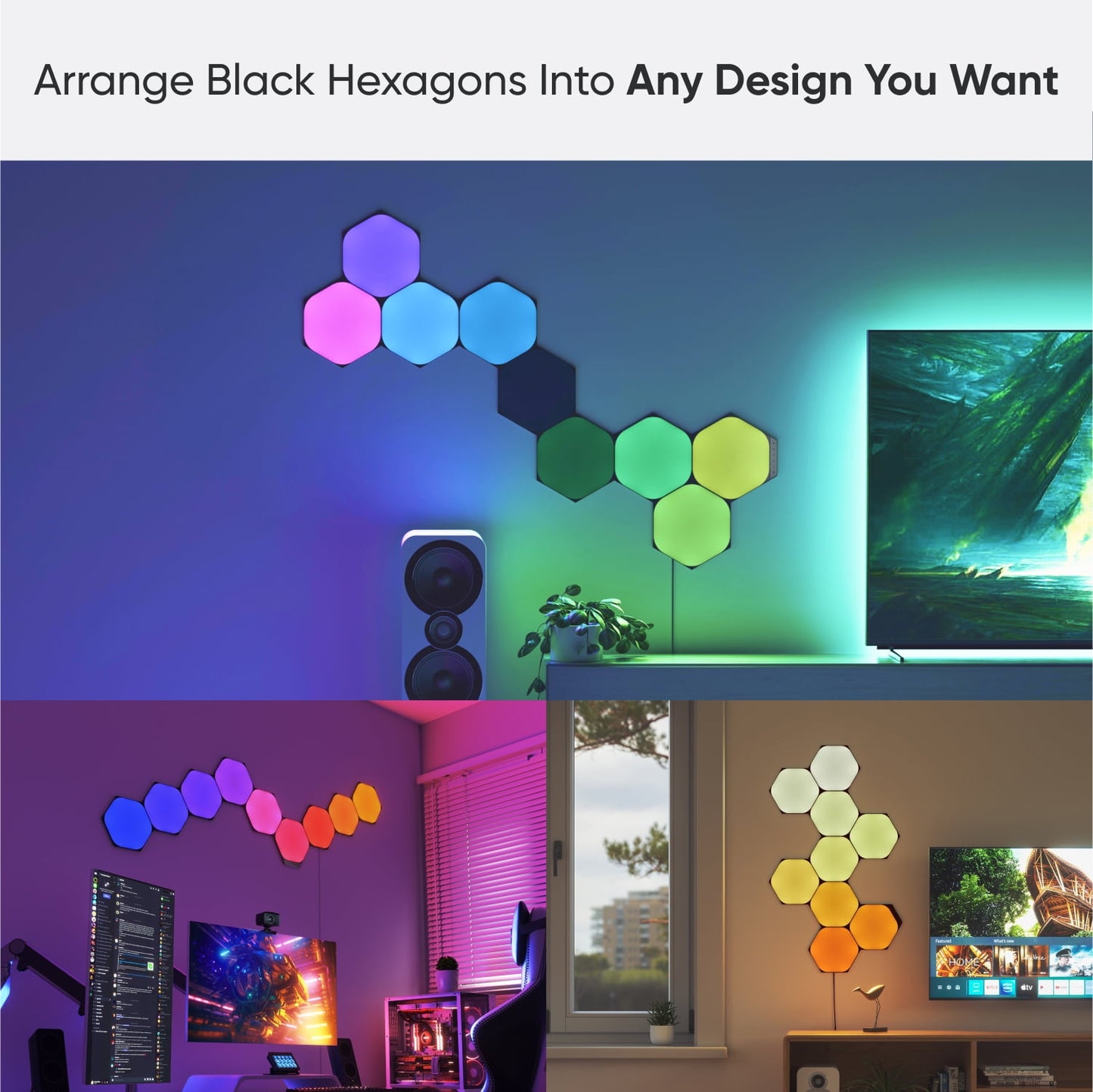 Nanoleaf - Shapes Ultra Black Hexagons Smarter Kit, 9Pk – Modern LED Wall Panels for Indoor - Serious Techies