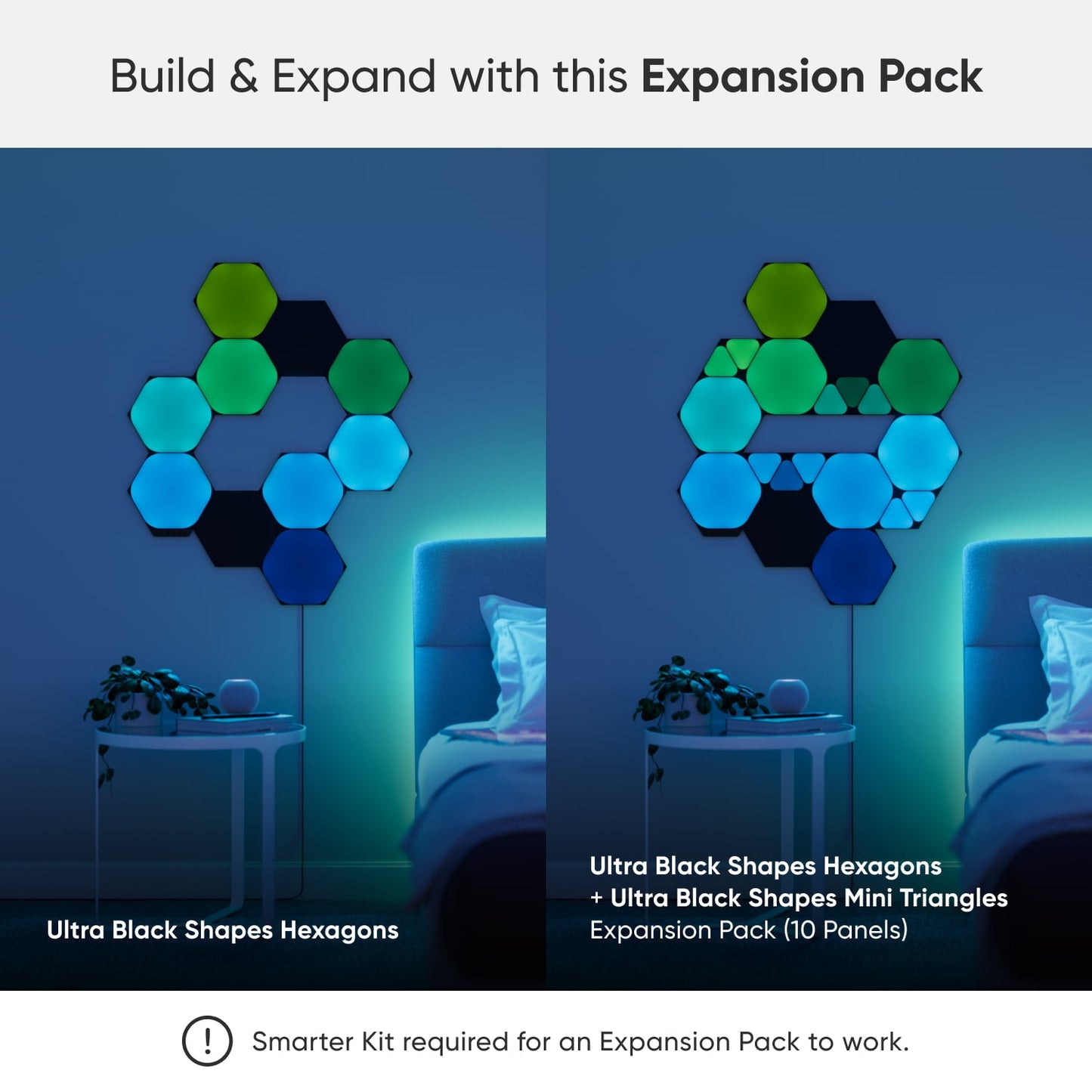 Nanoleaf - Shapes Ultra Black Mini Triangles Expansion Pack, 10Pk – LED Wall Panels for Home, Modern Style - Serious Techies