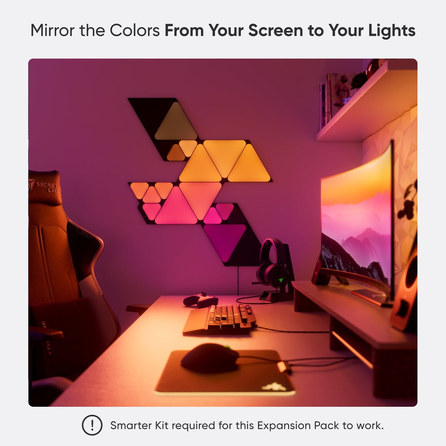Nanoleaf - Shapes Ultra Black Mini Triangles Expansion Pack, 10Pk – LED Wall Panels for Home, Modern Style - Serious Techies
