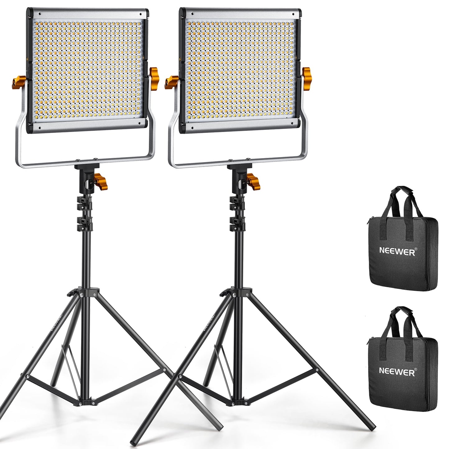 2-Pack Aluminum Alloy Bi-Color 480 LED Video Light Kit – 3200K-5600K, CRI 96+, W/U Bracket & 75" Stand for Photography, Streaming - Serious Techies