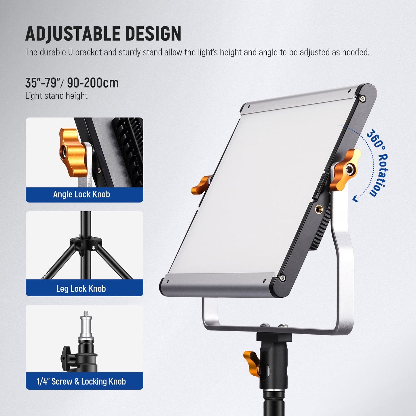 2-Pack Aluminum Alloy Bi-Color 480 LED Video Light Kit – 3200K-5600K, CRI 96+, W/U Bracket & 75" Stand for Photography, Streaming - Serious Techies
