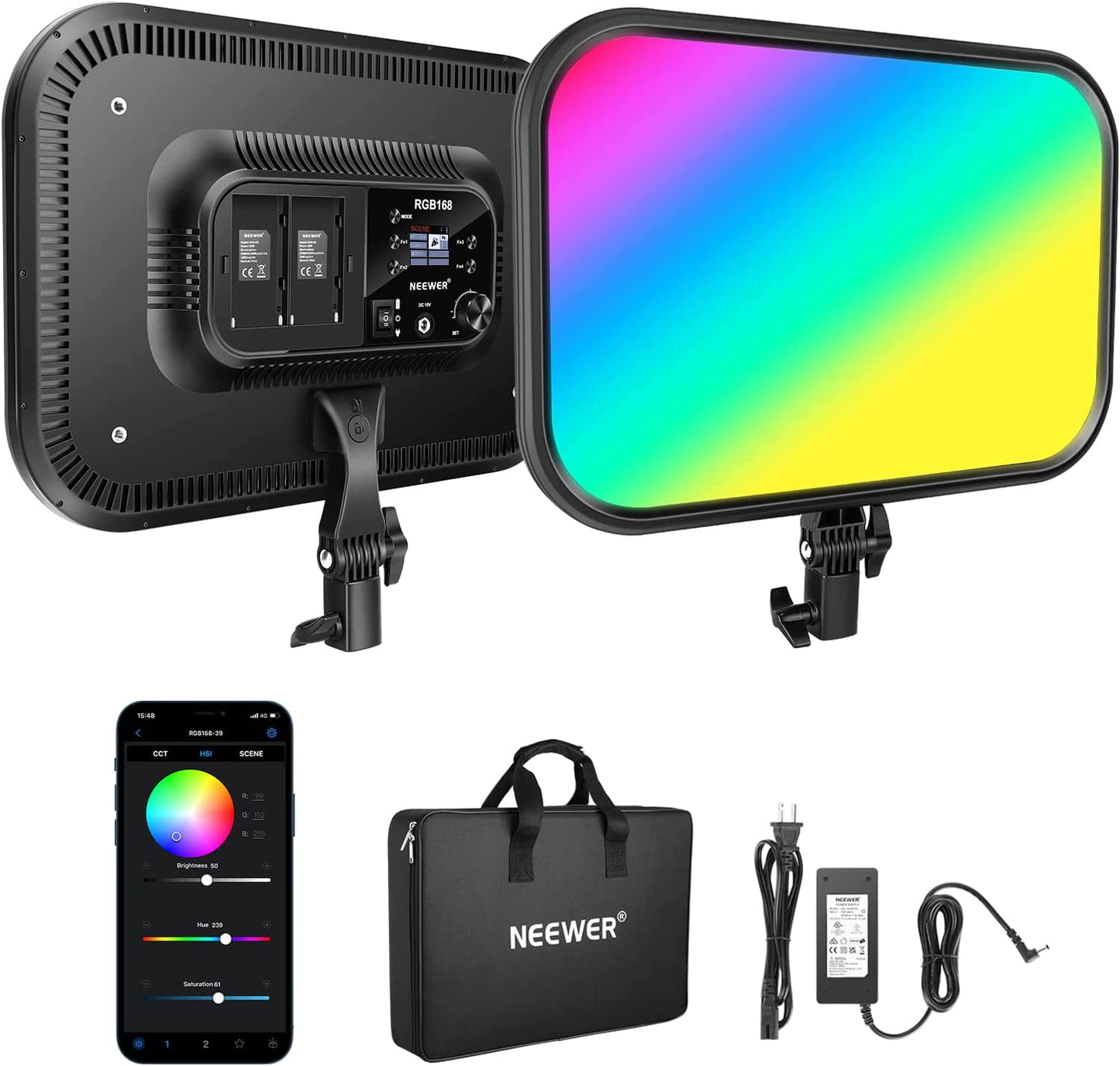 Neewer - NL288 LED Video Light with 2.4G Remote, 45W 4800Lux 3200K-5600K CRI 97+ Dimmable Bi-Color 18" Soft Light Panel for Photography Youtube Live Stream Game Zoom Meeting(Battery Not Included) - Serious Techies