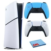 PlayStation - 5 Slim, PS5 Console Digital Edition for Video Game, Built-In 1TB SSD Storage Bundle with Extra PS-5 Dualsense Wireless Play Station Controller - Startlight Blue and Accessories - Serious Techies
