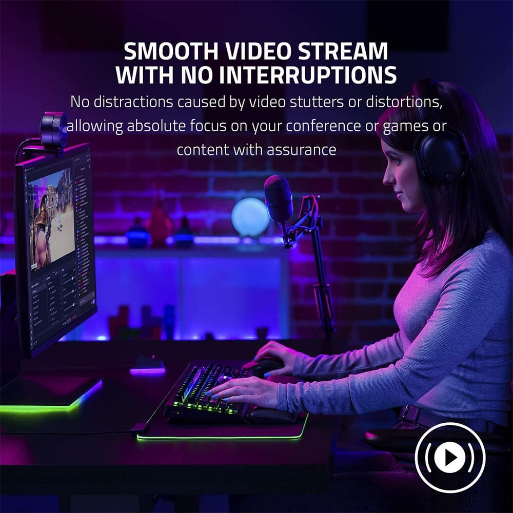 Razer - Kiyo Pro Streaming Webcam, Full HD 1080P 60FPS, Adaptive Light Sensor, Hdr-Enabled, Wide-Angle Lens, Black