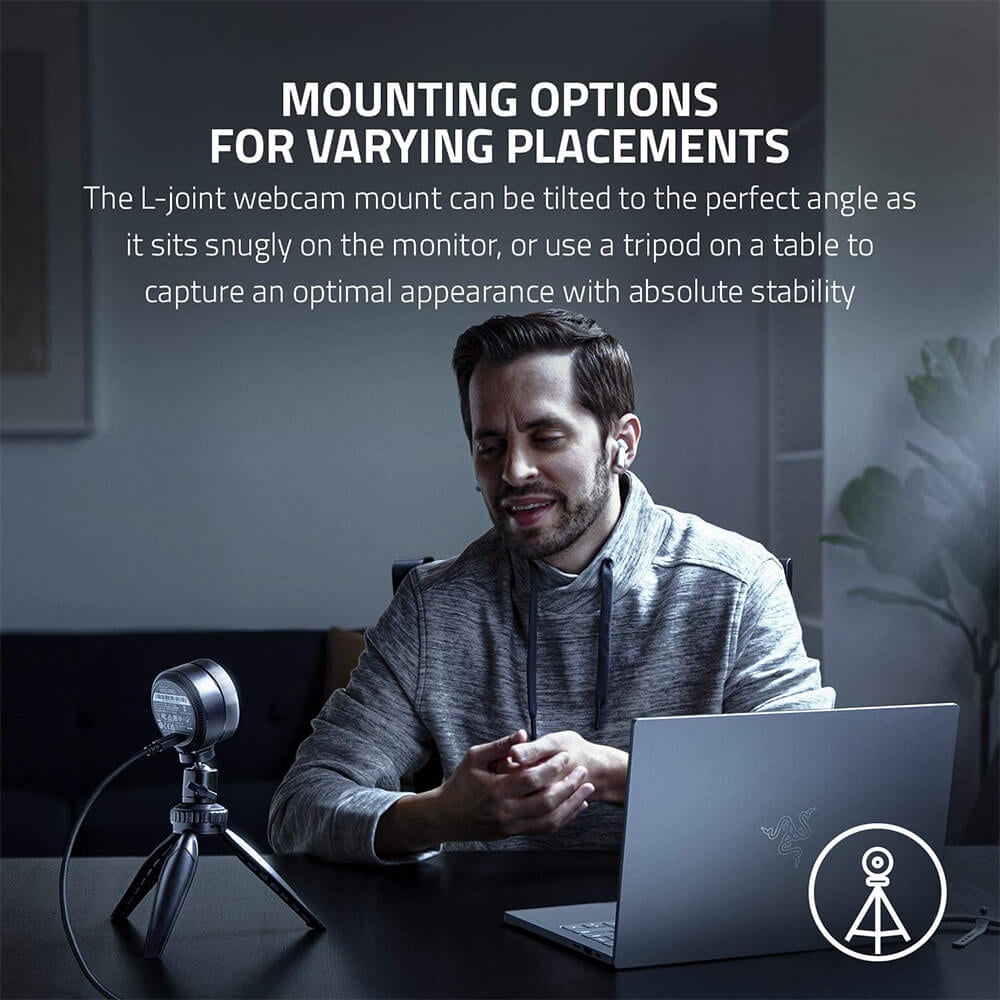 Razer - Kiyo Pro Streaming Webcam, Full HD 1080P 60FPS, Adaptive Light Sensor, Hdr-Enabled, Wide-Angle Lens, Black