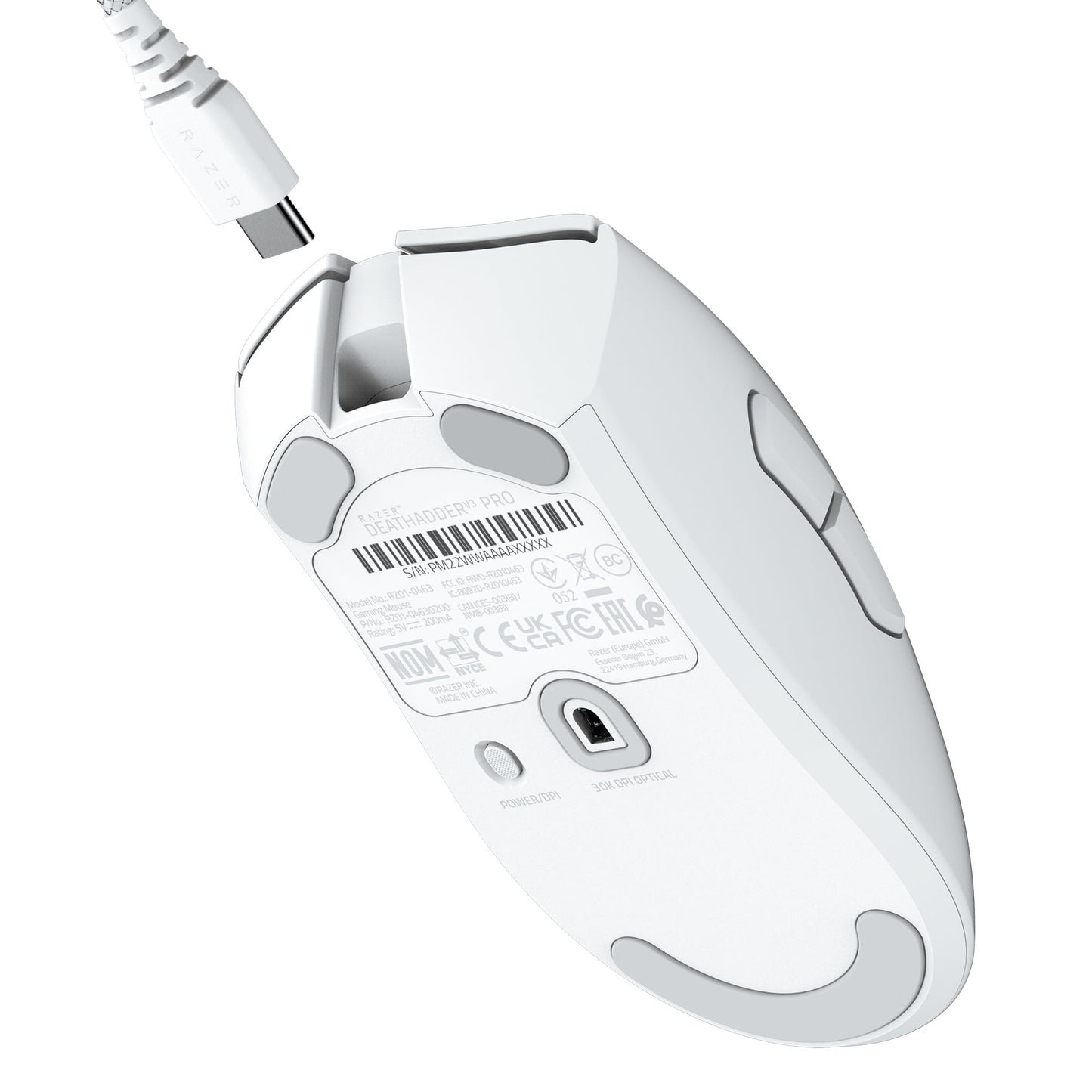 Deathadder V3 Pro Wireless Esports Gaming Mouse, 64G, 5 Buttons, 2.4Ghz, Bluetooth, White