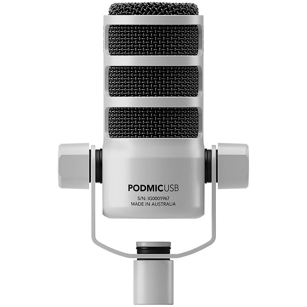 RODE - PodMic Dynamic Cardioid Broadcast USB and XLR Microphone, White - Serious Techies