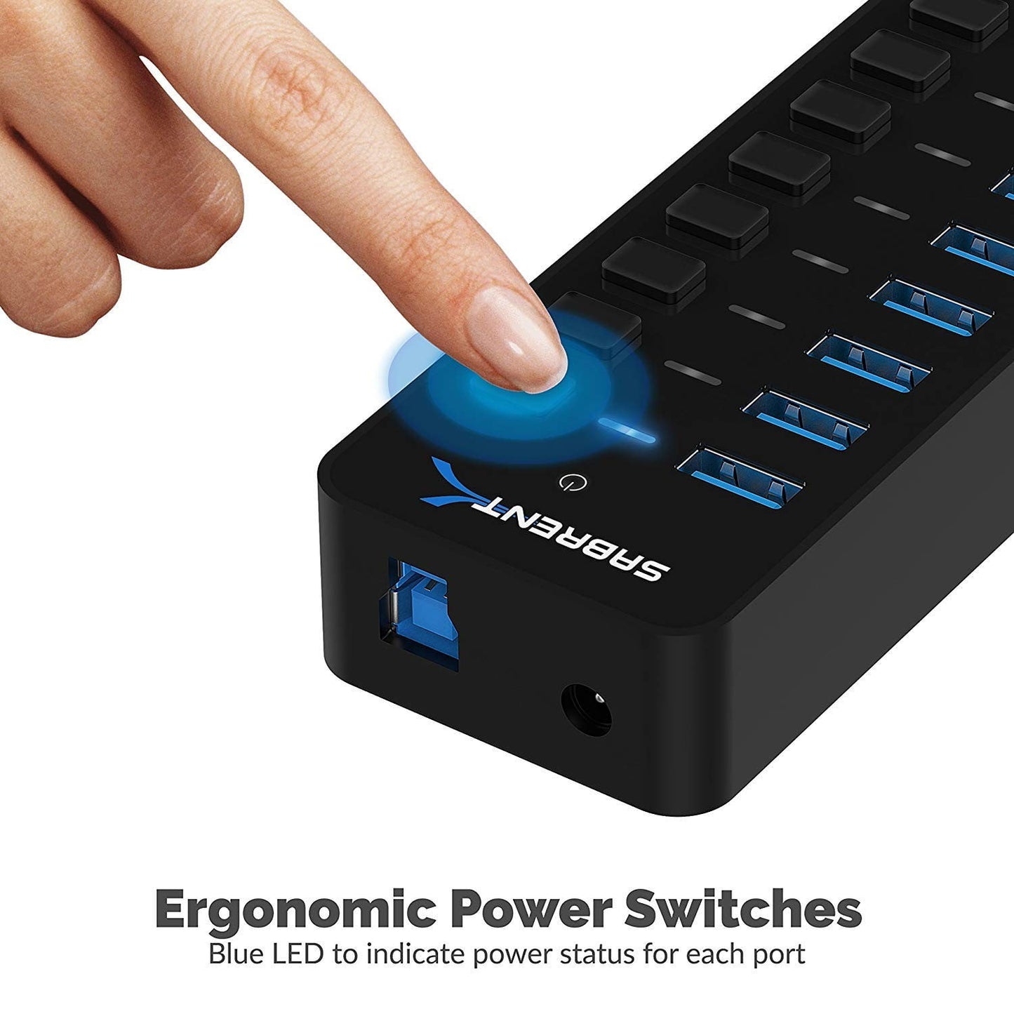 Sabrent - 60W 10 Port Usb 3.0 Hub Includes 3 Smart Charging Ports - Serious Techies