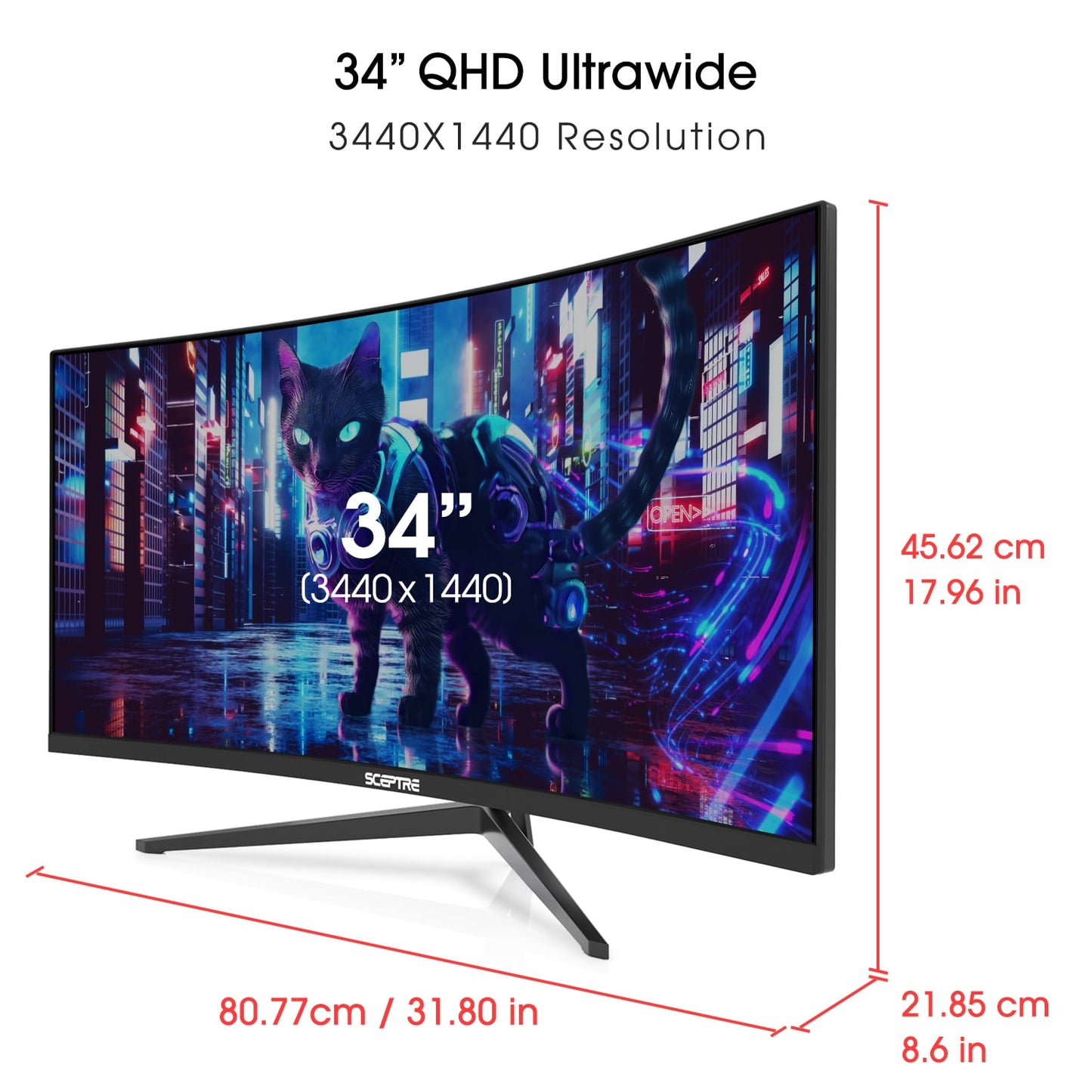Sceptre - New 34-Inch Curved Gaming Monitor 3440 X 1440 180Hz DP HDMI Build-In Speakers 2026 - Serious Techies