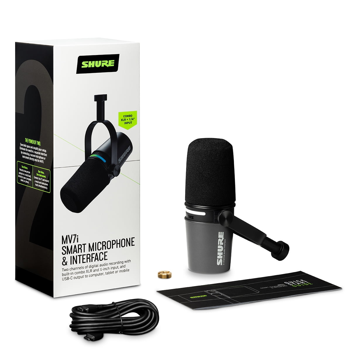 Shure - Mv7I 2-Channel Dynamic Xlr/Instrument Smart Microphone with Built-In Interface - Serious Techies