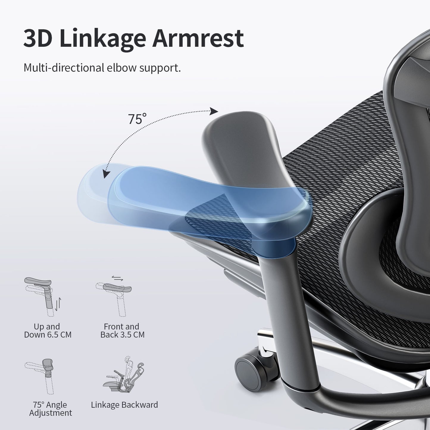 Sihoo - Doro-C300 Adult Mesh Office Chair, Adjustable Armrest, Black (Set of 1) - Serious Techies