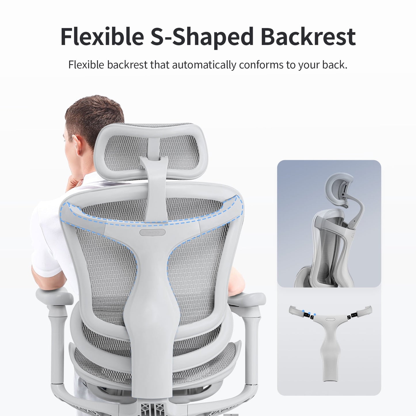 SIHOO - Ergonomic Office Chair-Doro C300 Auto-Adaptive Lumbar Support, 3D Linkage Armrests, Computer Desk Chair with 4-Position Adjustable Backrest, Mesh Office Chair for 300Lbs, Gray - Serious Techies