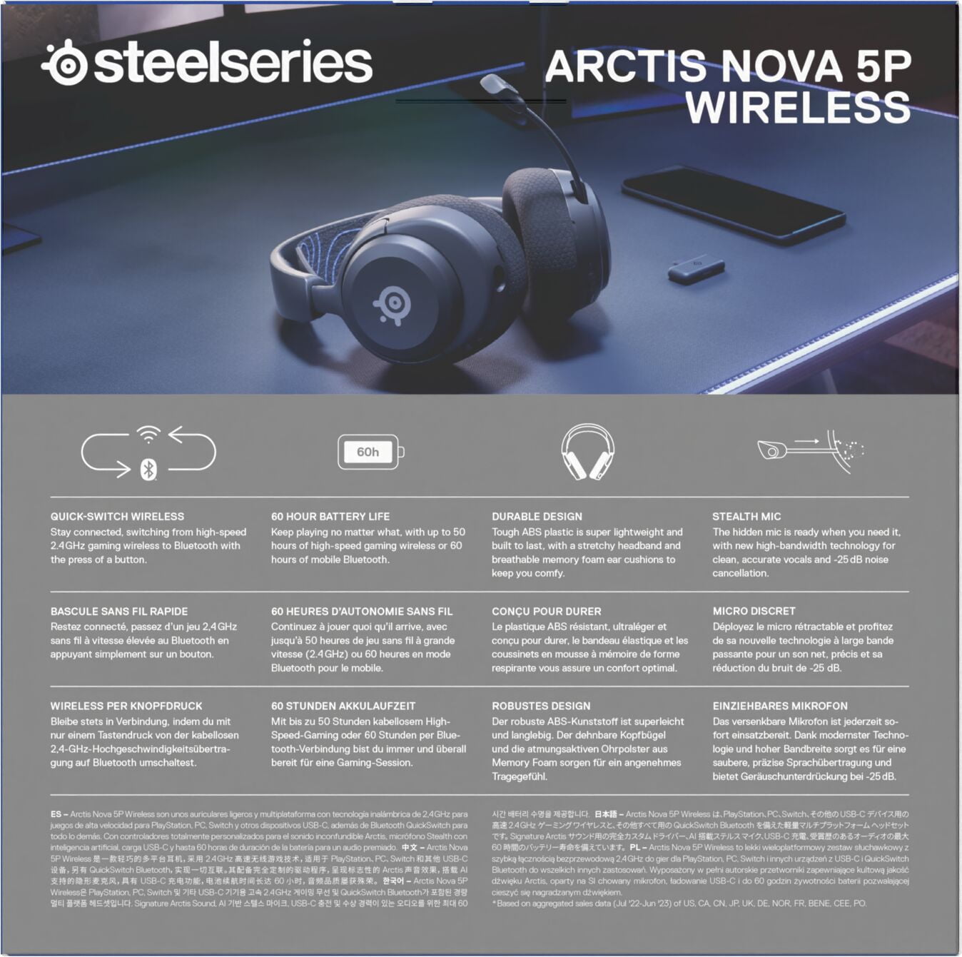 SteelSeries - Nova 5P Wireless Gaming Headset — PS5, PS4, PC, Nintendo Switch, Mobile - Black - Serious Techies