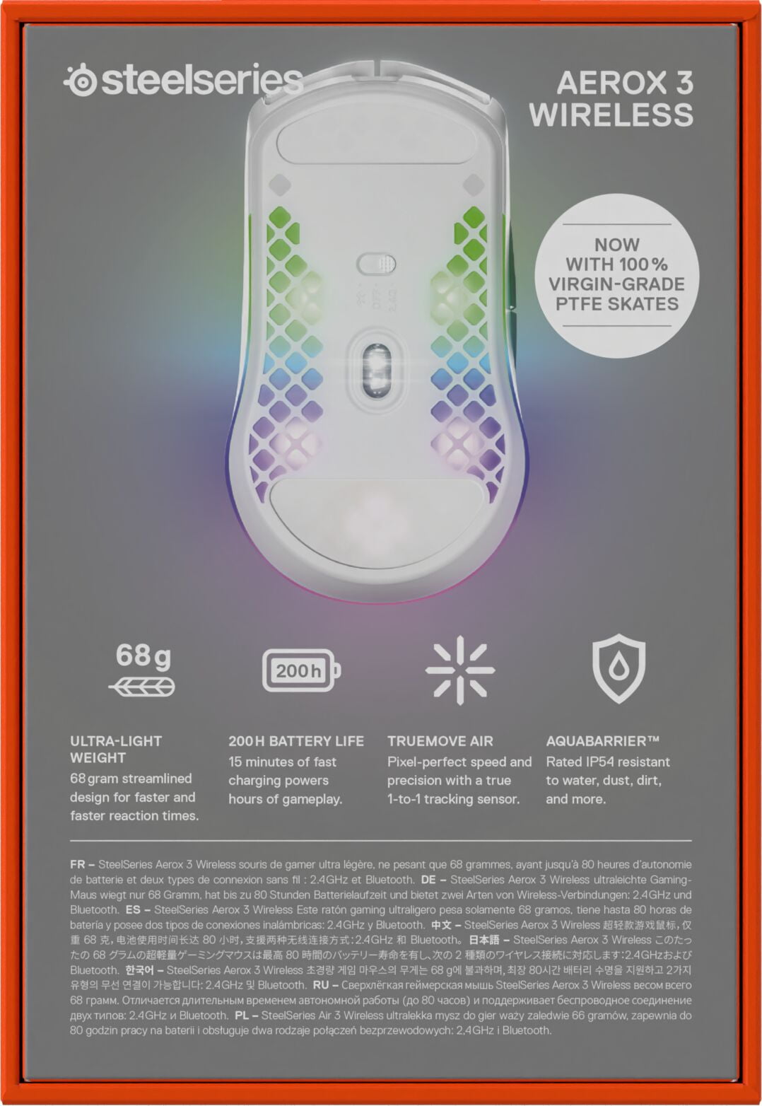Aerox 3 Wireless - Honeycomb RGB Optical Gaming Mouse - Ultra-Lightweight Water Resistant Design - Snow - Serious Techies