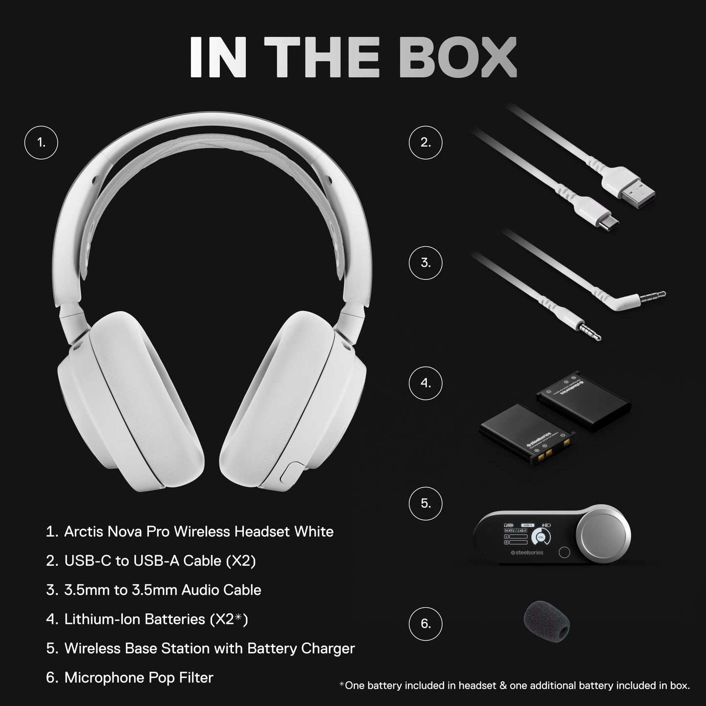 SteelSeries - Nova Pro Wireless Multi-System Gaming Headset for PS5, PS4, PC, Switch, Mobile - White - Serious Techies