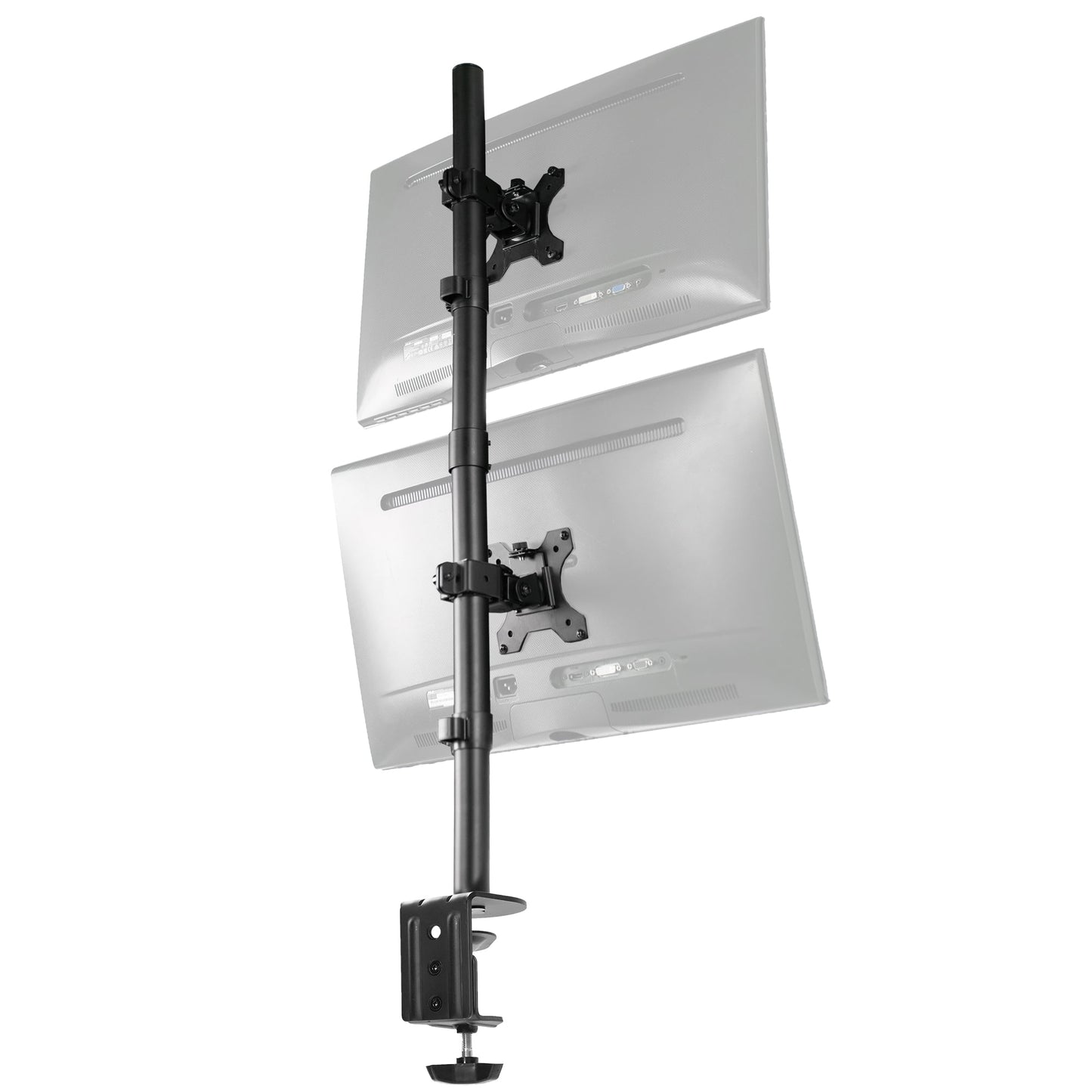 VIVO - Black Dual LCD Monitor Desk Mount Stand, Stacked Vertical 2 Screens up to 34" - Serious Techies