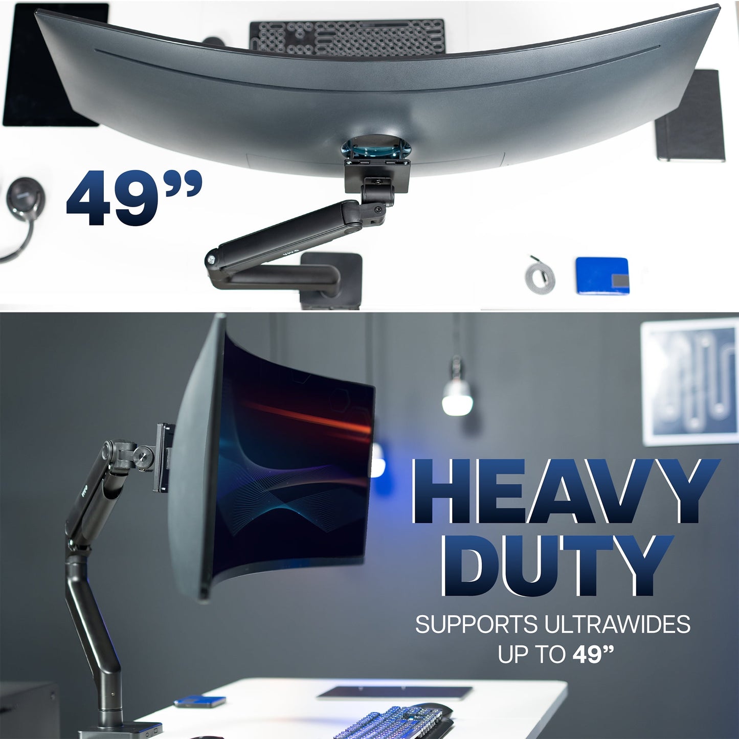 VIVO - Black Mechanical Arm Computer Monitor Desk Mount, Fits Ultrawides up to 49" - Serious Techies