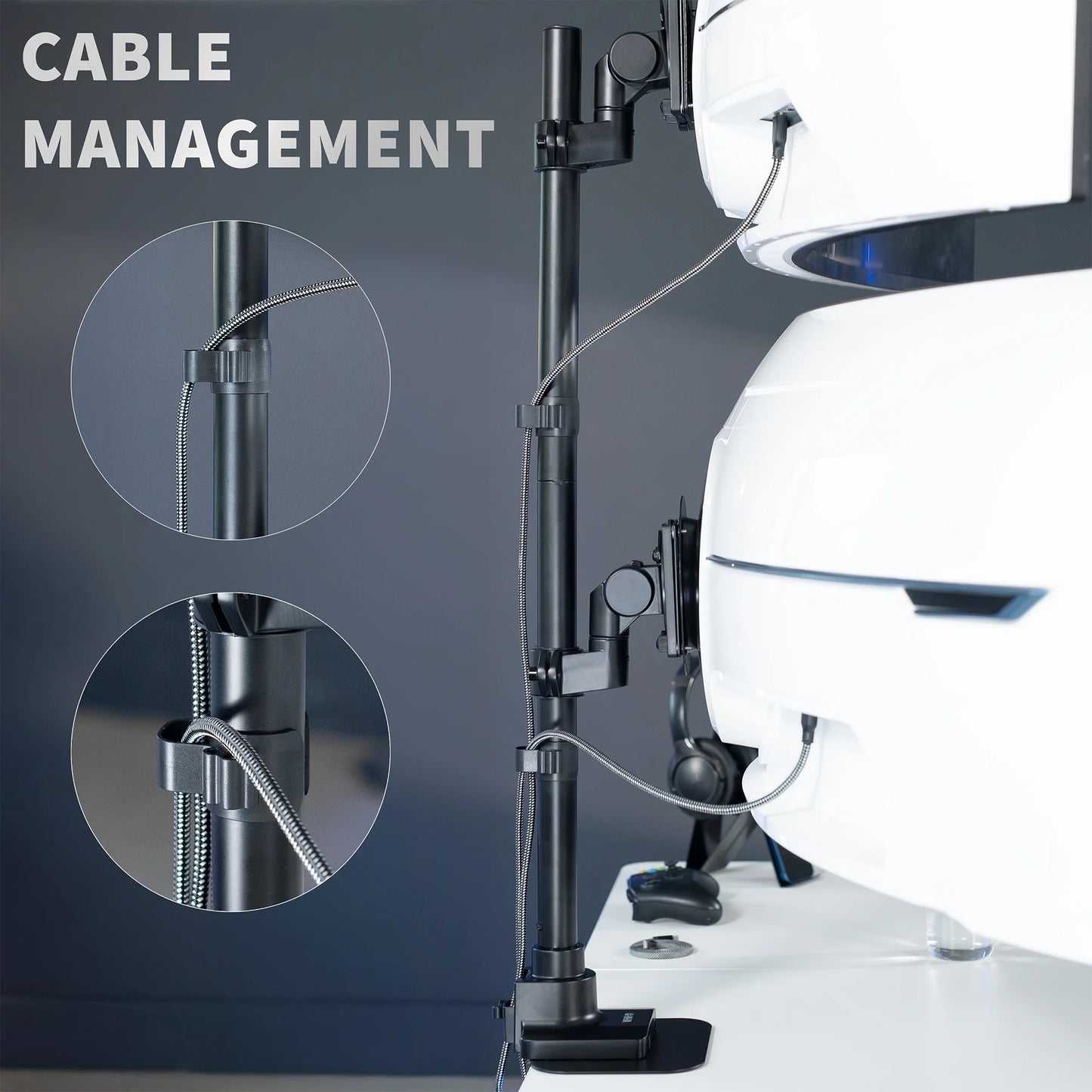 VIVO - Dual Vertically Stacked Ultra-Wide Monitor Desk Mount for up to 57" Screens - Serious Techies