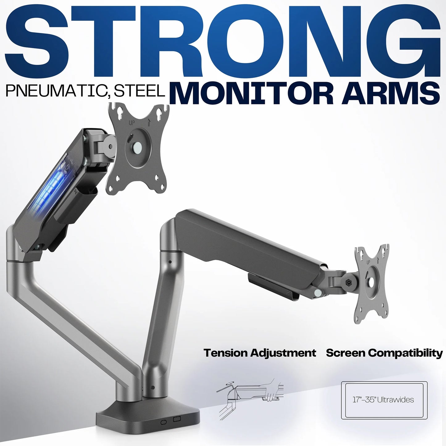 VIVO - Pneumatic Arm Dual Ultrawide Monitor Desk Mount, Fits up to 35" Screens - Serious Techies