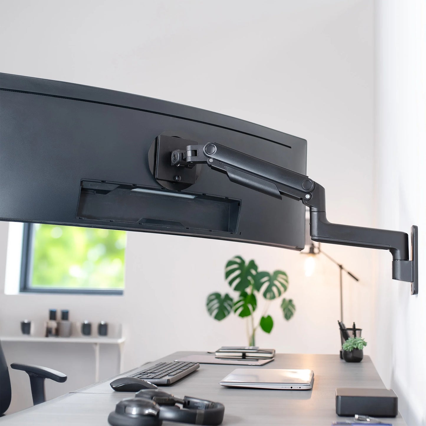 VIVO - Tension Arm Single Monitor Wall Mount, Fits Ultrawide Screens up to 49" - Serious Techies