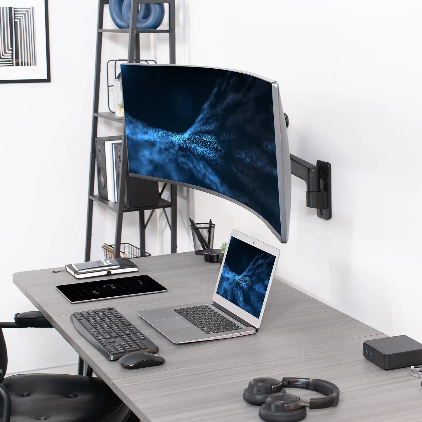 VIVO - Tension Arm Single Monitor Wall Mount, Fits Ultrawide Screens up to 49" - Serious Techies