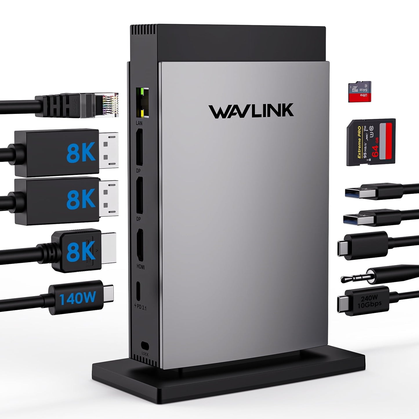WAVLINK - USB Docking Station, Triple Display Dock 125W Charge with 8K Displayport/Hdmi 10Gbps USB-C for Laptop - Serious Techies