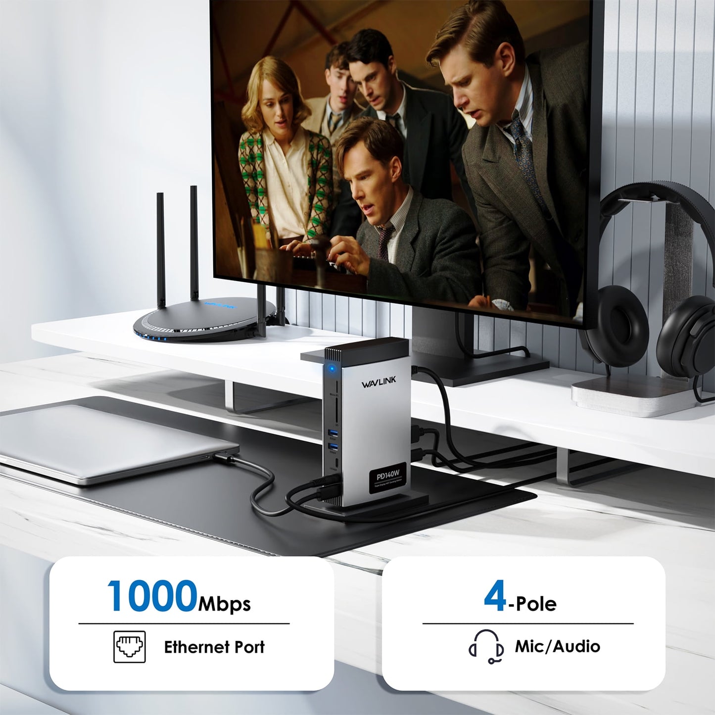 WAVLINK - USB Docking Station, Triple Display Dock 125W Charge with 8K Displayport/Hdmi 10Gbps USB-C for Laptop - Serious Techies