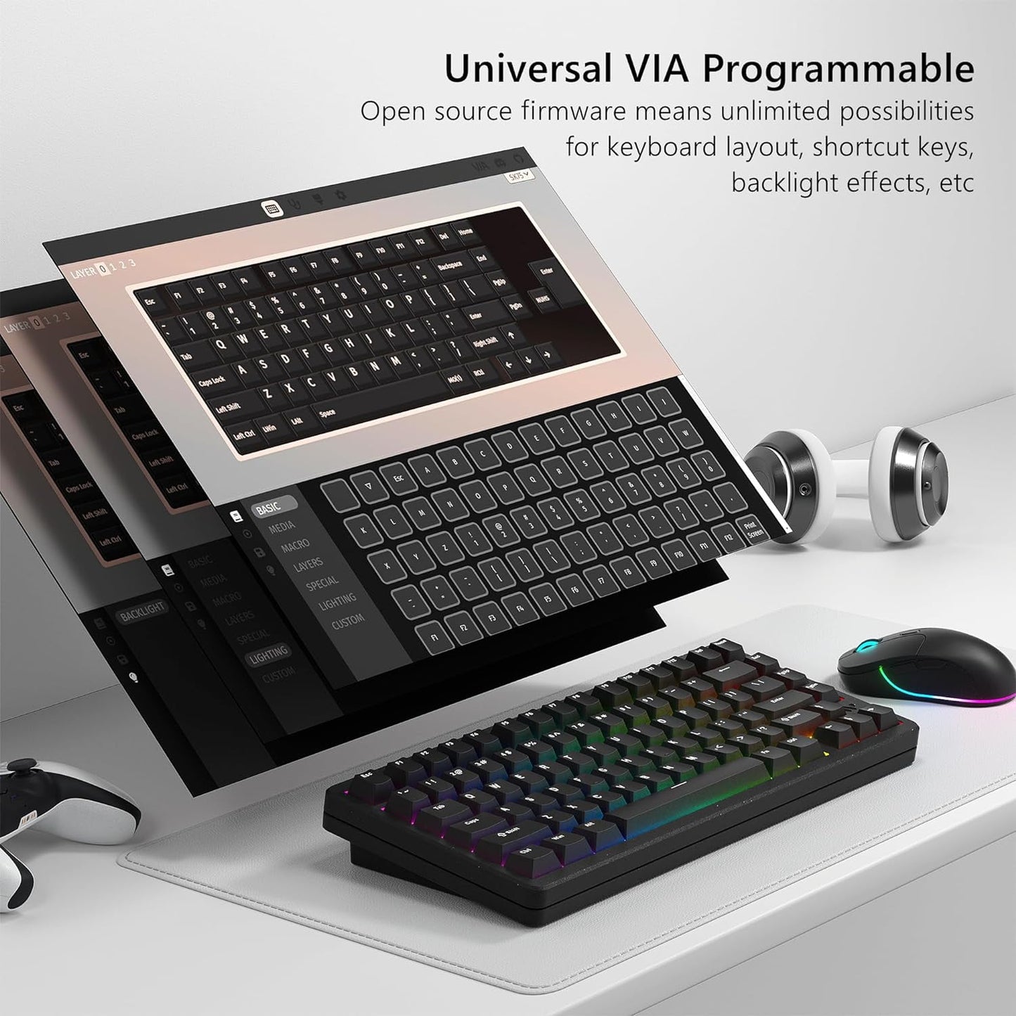 Womier - SK75 75% RGB Creamy Wireless Gaming Keyboard, Black - Serious Techies