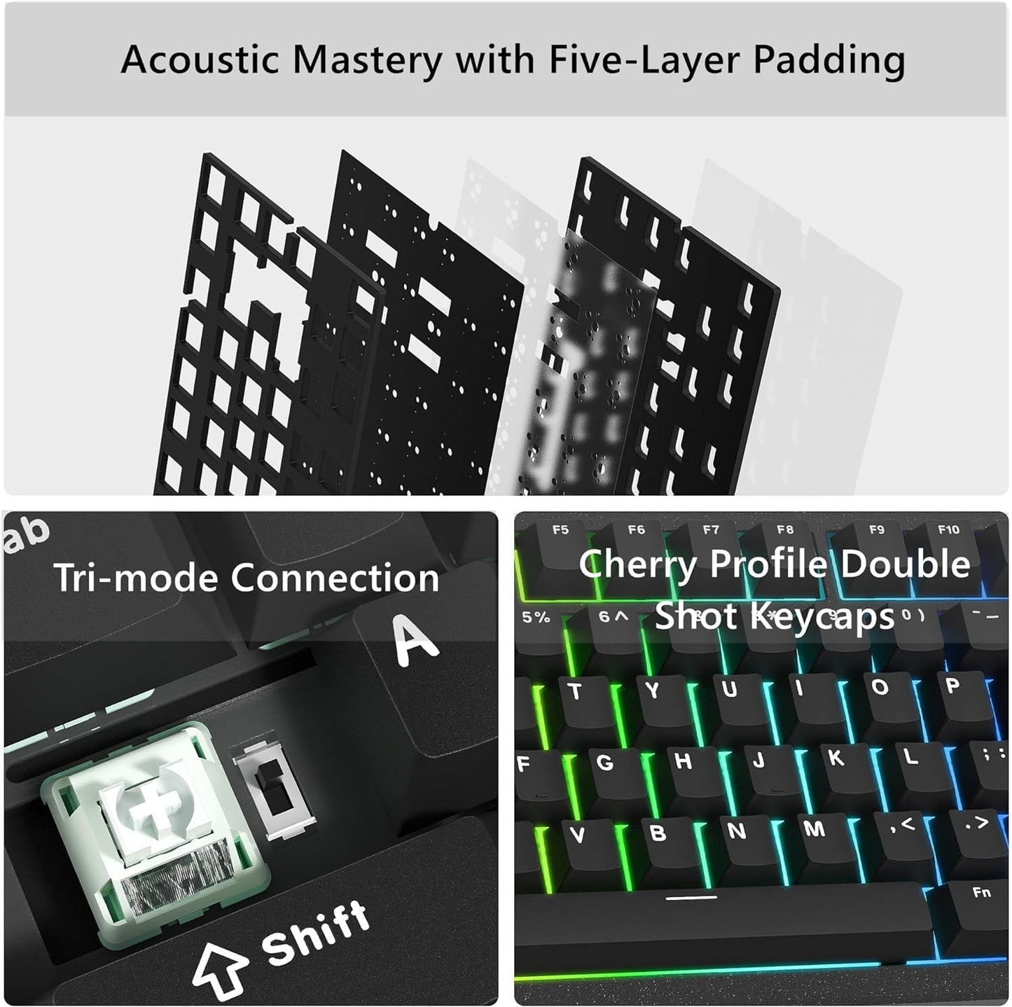 Womier - SK75 75% RGB Creamy Wireless Gaming Keyboard, Black - Serious Techies