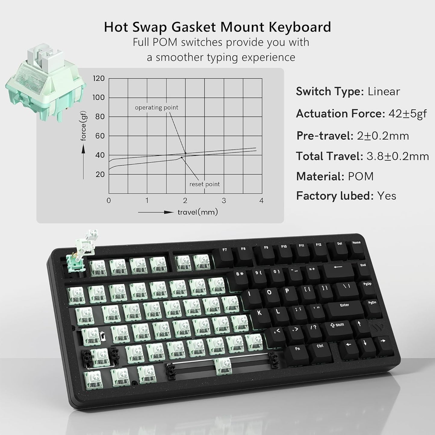 Womier - SK75 75% RGB Creamy Wireless Gaming Keyboard, Black - Serious Techies