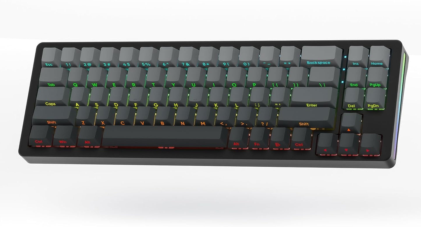 Womier - S-K71 75% Keyboard, Wireless Mechanical Keyboard CNC Aluminum Alloy Shell, Hot-Swappable RGB Keyboard W/Pre-Lubed Switches, Bluetooth/2.4G/Wired, Gasket Mounted for Mac/Win(Blue) - Serious Techies